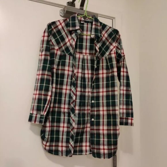 Green Plaid Long Shirt - Picture 3 of 4